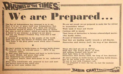 Harindranath Chattopadhyay (Poet), We are Prepared, 1971, Poem