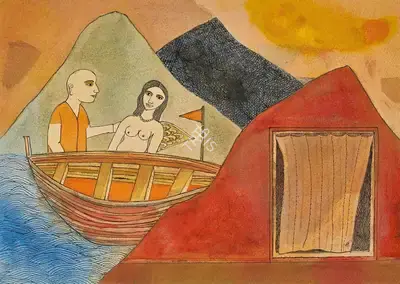 Badri Narayan (Artist), The Door in the Mountain, 2001, Painting