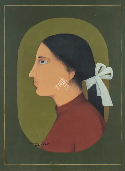 Lalu Prasad Shaw (Artist), Woman with Ribbon, 1985, Painting