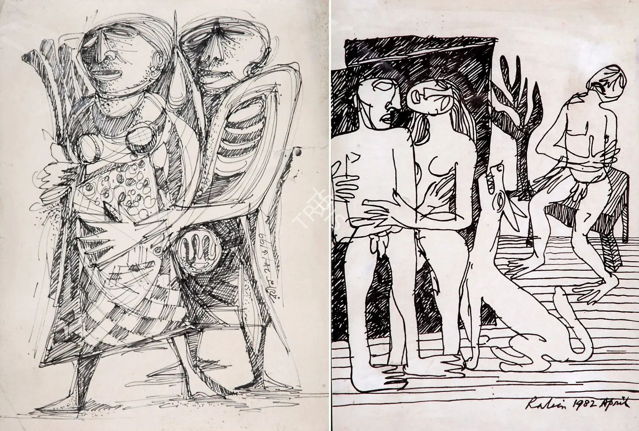 Mondal, Rabin (Artist). Untitled, 1977 | Drawing, Os.Del/20.07.06, 2006 · Osian's