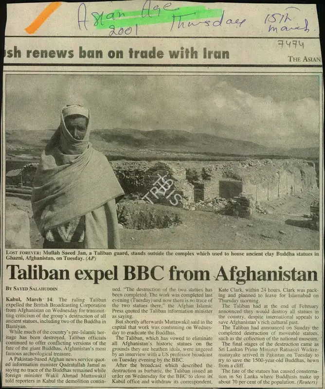 Sayed Salahuddin (Reporter), Taliban expel BBC from Afghanistan, 2001, Newspaper Clipping
