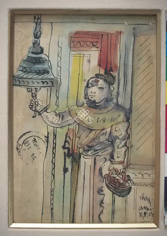 B.B. Mukherjee (Artist), Nepal Temple Series, 1949, Painting