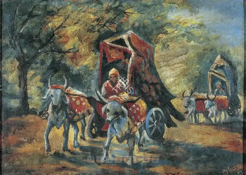 Mukherjee, Meera (Artist). The Cart, 1989 | Painting, He.Del/28.11.99, 1989