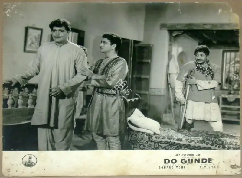 Sohrab Modi (Producer), Do Gunde, 1959, Lobby Card