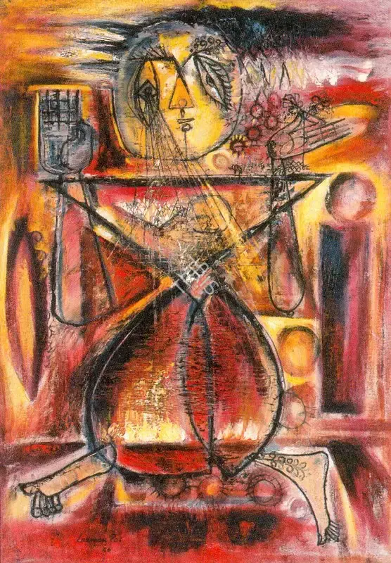 Laxman Pai (Artist), Sringaar, 1966, Painting