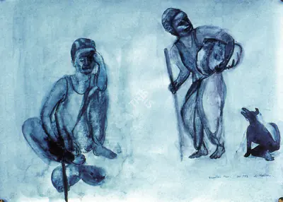Nalini Malani (Artist), Eccentric Man with Bundle, 1985, Painting