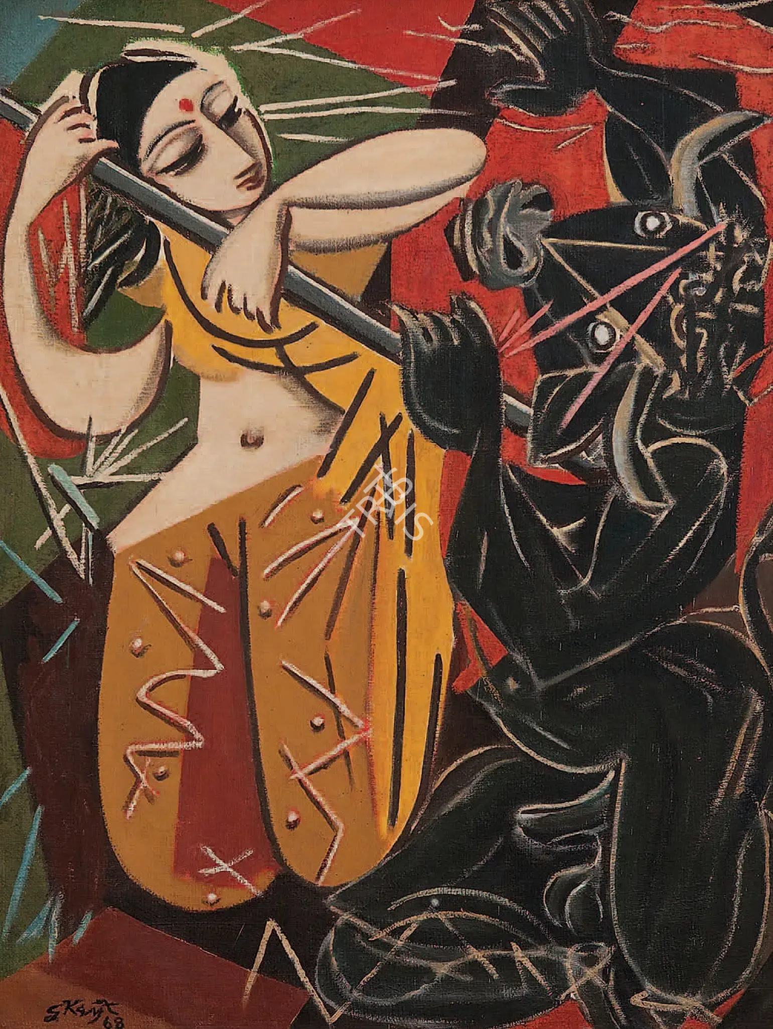 Keyt, George (Artist). Mahesha Mardini, 1968 | Painting, Ch.Lon/11.06.13, 2013 · Christie's