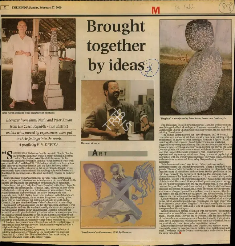 V.R. Devika (Reporter), Brought Together by Ideas, 2000, Newspaper Clipping