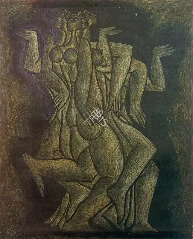 Sadequain (Artist), Entwined Nudes, 1981, Painting