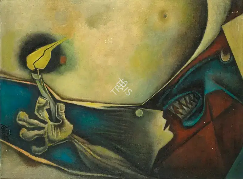 Prokash Karmakar (Artist), The Black Light, 1973, Painting