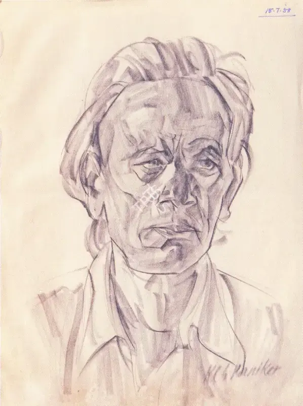 K.C.S. Paniker (Artist), Untitled, 1958, Drawing