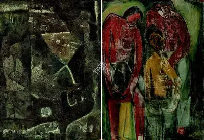 Ramkumar (Artist), Untitled (Mazes of the Mind); Untitled (Street Urchins) (verso), 1961, Painting
