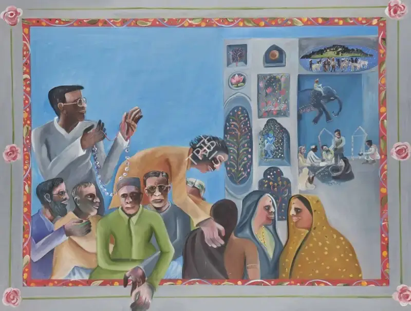 Khakhar, Bhupen (Artist). Waiting For Darshan, 2000 | Painting, Ch.NeY/17.09.14, 2014 · Christie's