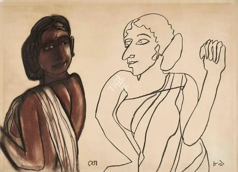 Jogen Chowdhury (Artist), Looking Back at Myself, 1989, Painting
