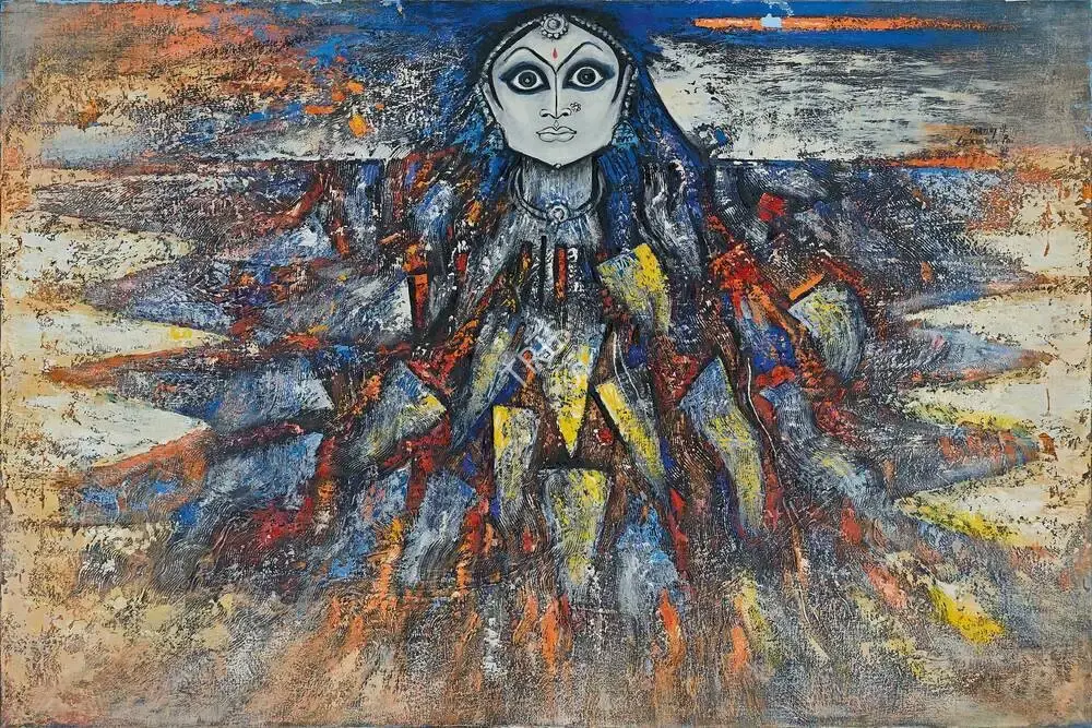 Pai, Laxman (Artist). Veera (Navras Series), 1990 | Painting, AG.Onl/12.12.23, 2023 · Asta Guru