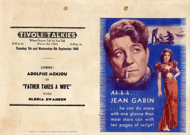 Mark Hellinger (Producer), Moontide, 1942, Handbill