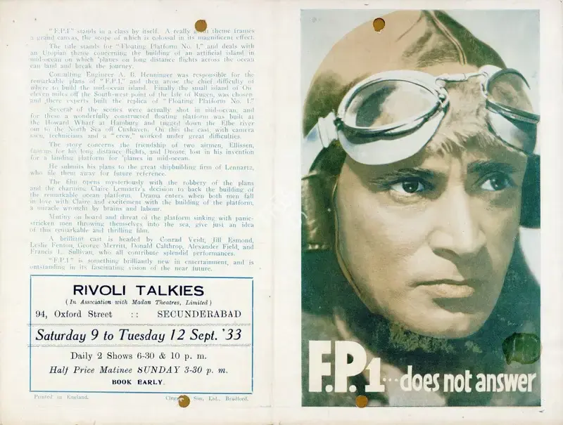 Karl Hartl (Director), F. P. One, 1932, Handbill