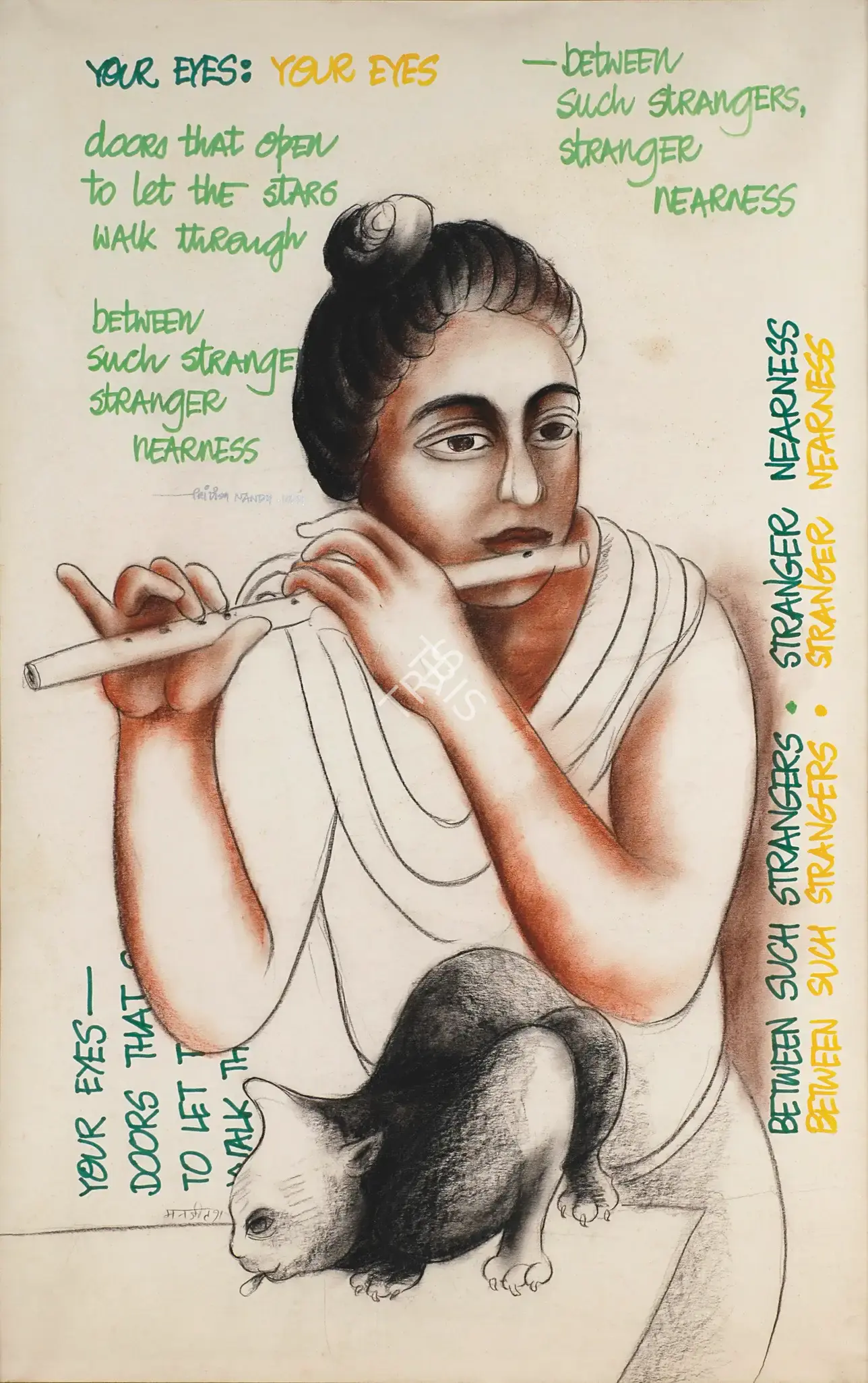 Manjit Bawa (Artist), Your Eyes, 1991, Drawing