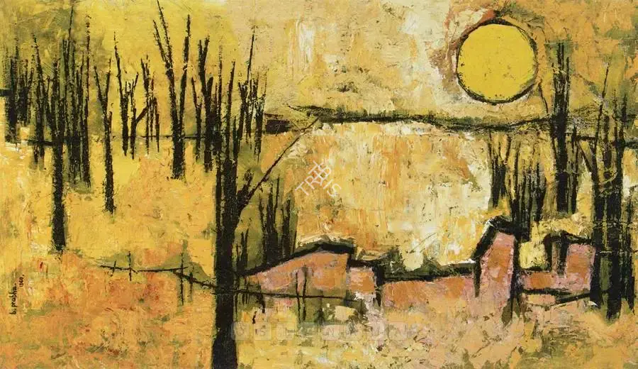 B. Prabha (Artist), Untitled (Landscape), 1960, Painting