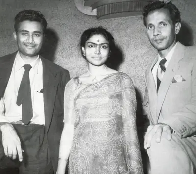 Unknown (Photographer). Dev, Uma and Chetan Anand at the premiere of Taxi Driver in 1954.. | Photographic Still, Chetan Anand, 2007 | CinemaEducation | 00666653
