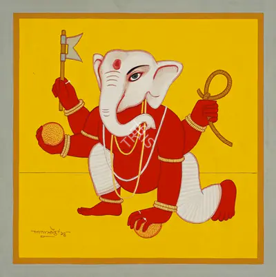 Lalu Prasad Shaw (Artist), Ganesh, 2014, Painting