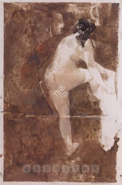 Jamil Naqsh (Artist), Nude with Towel, 1991, Painting