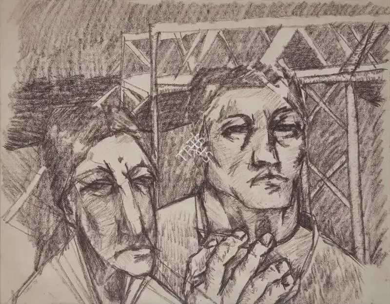 Sudhir Patwardhan (Artist), At The Station, 1978, Drawing