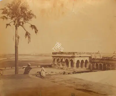 Samuel Bourne (Photographer), Agra Fort with Taj in the distance, 1865, Antiquarian Photograph