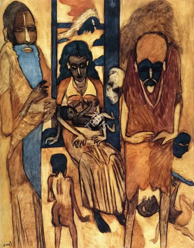 Subramanyan, K.G. (Artist). Birbhum Nativity. Goauche on Paper (Varnish Coat), 1991 | K.G. Subramanyan, 2003 | Painting | FineArts | 00566377
