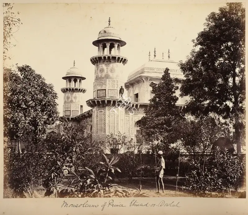 William Baker (Photographer), Mausoleum of Prince Etmad-oo-Dowlah (Tomb of Itimad-ud-Daulah), Agra, 1866, Antiquarian Photograph