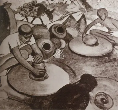 Husain, M. F. (Artist). Kumhaar. Oil on canvas, 1947 | Maqbool Fida Husain, 2008 | Painting | FineArts | 00495163