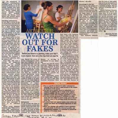 Manisha Parikh Srivastava (Writer), Art Watch, 2004, Newspaper Clipping