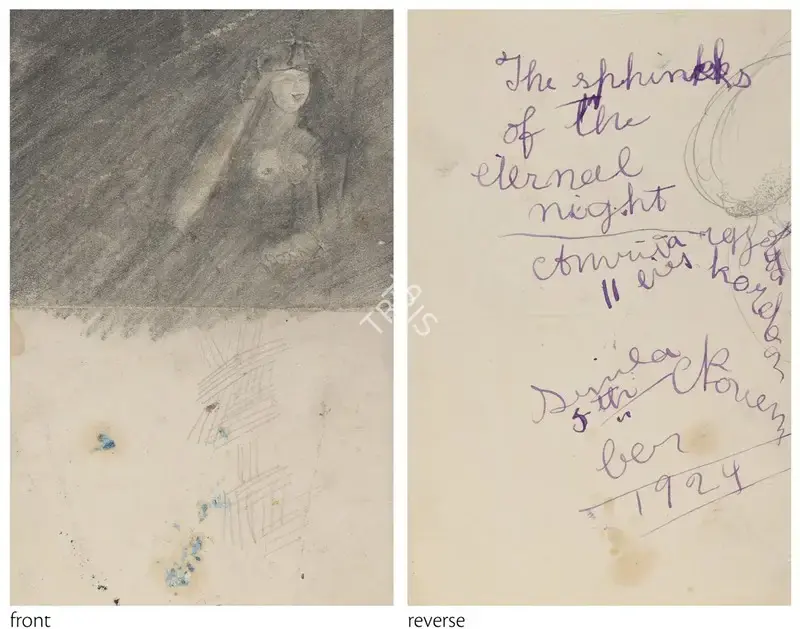 Amrita Sher-Gil (Artist), The Sphinx of the Eternal Night, 1924, Drawing