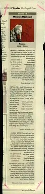Javed Akhtar (Lyricist), Tribute Music's Magician, 2006, Newspaper Clipping