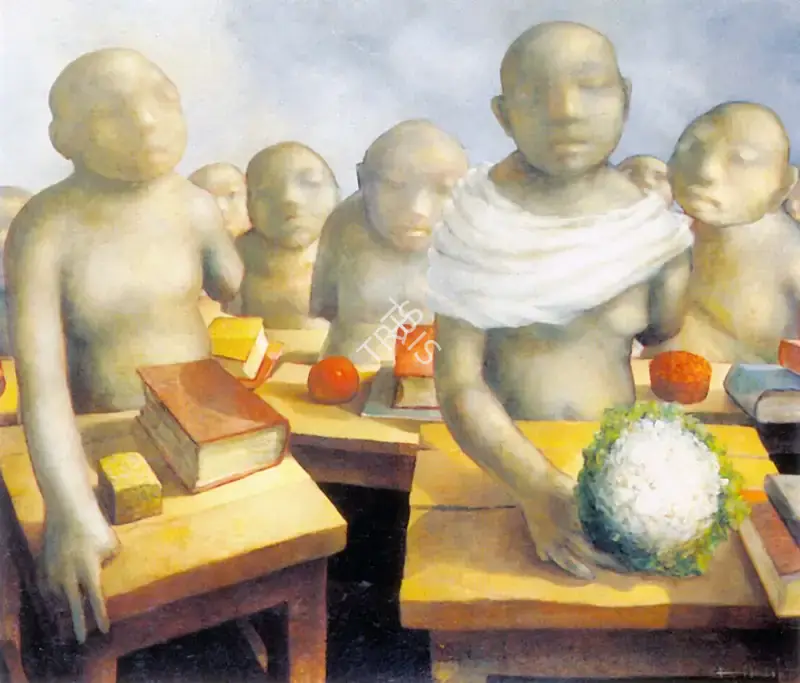 Bikash Bhattacharjee (Artist), School, 1976, Painting