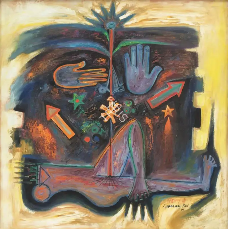 Pai, Laxman (Artist). Arrows, 1971 | Painting, Sa.Onl/14.12.23, 2023 · Saffronart