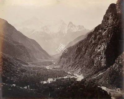 Samuel Bourne (Photographer), Wooded valley from Fulaldaru with the Srikanta peaks in the distance, 1866, Antiquarian Photograph