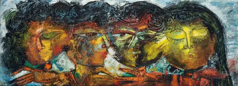 Laxman Pai (Artist), Gossip, 1969, Painting