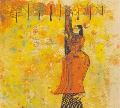 V.S. Gaitonde (Artist), Woman Dancing, 1953, Painting