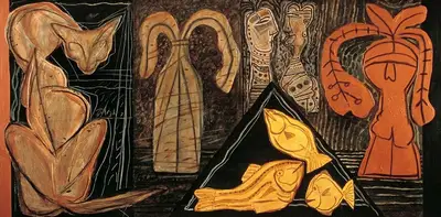R.B. Bhaskaran (Artist), Still Life, 2003, Painting