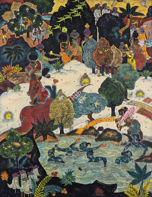 A.A. Almelkar (Artist), Untitled (Village Scene), Painting