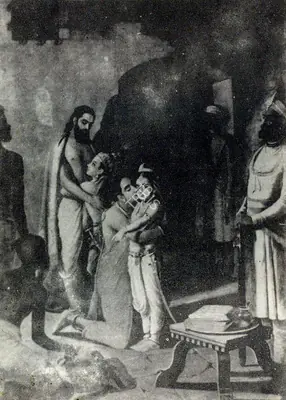 Raja Ravi Varma (Artist), Shri Krishna liberating his parents, 1905, Painting