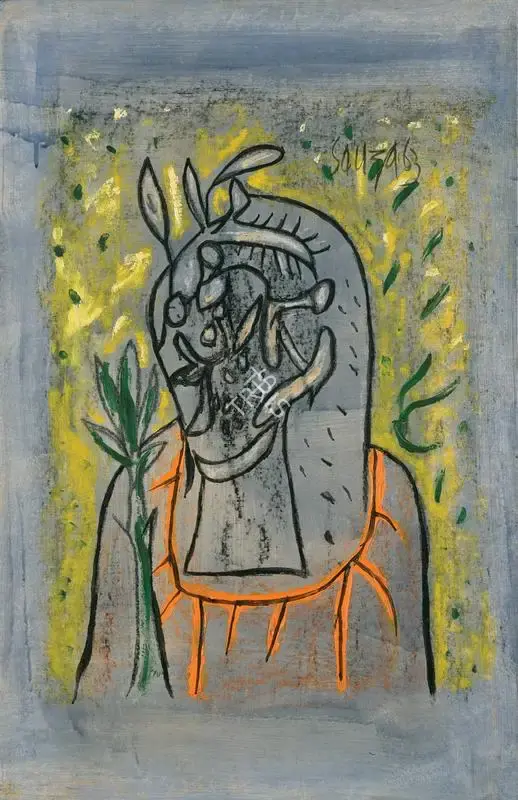 F.N. Souza (Artist), Head, 1963, Painting