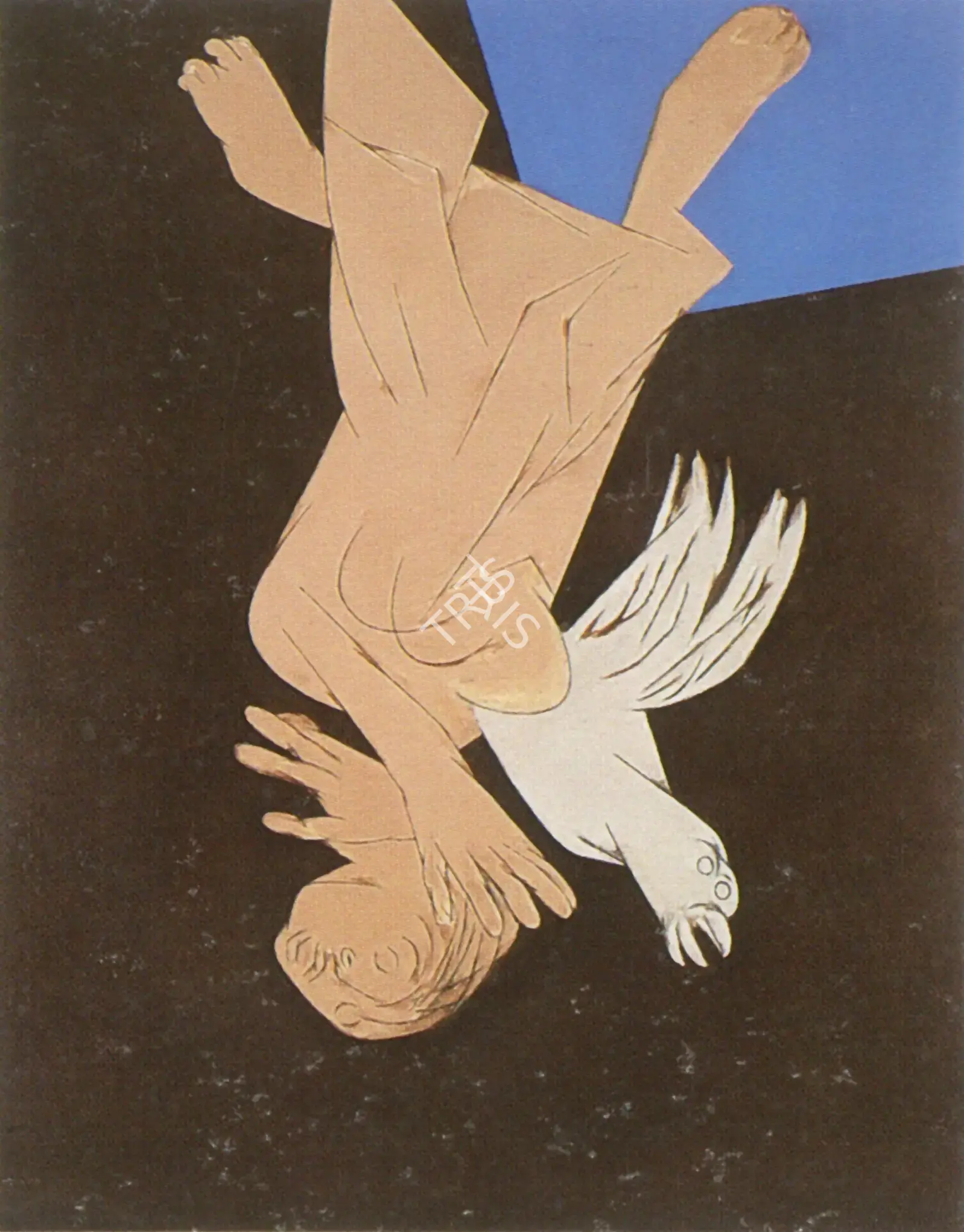 Mehta, Tyeb (Artist). Falling Figure with Bird, n.d. | Painting, So.Bom/26.03.89