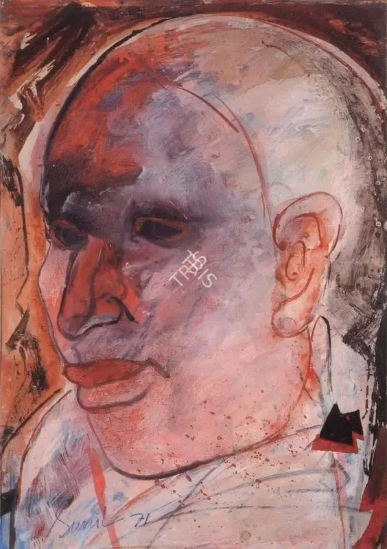 Sunil Das (Artist), Study of a Man's Head, 1971, Painting