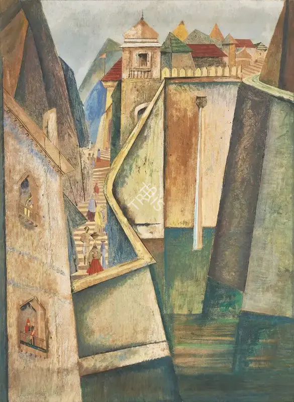Bimal Dasgupta (Artist), Galta, Jaipur, 1945, Painting