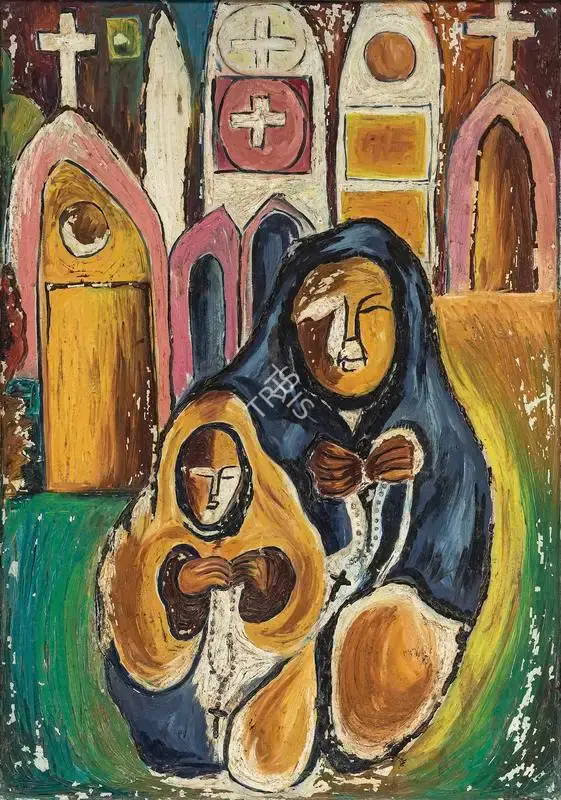 F.N. Souza (Artist), Mother & Child, 1945, Painting