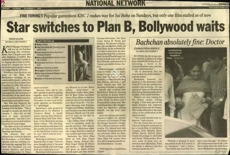 Swati Anand (Reporter), Star Switches to plan B,Bollywood waits, 2005, Newspaper Clipping