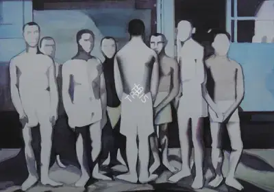Shibu Natesan (Artist), Construction Workers, 2000, Painting