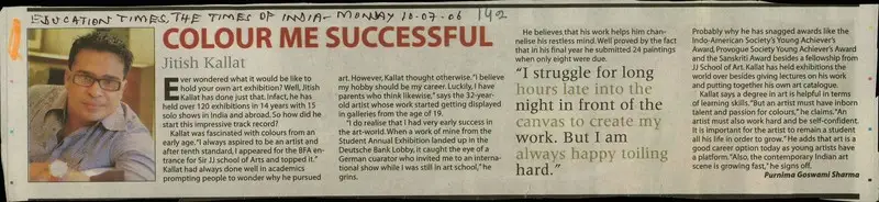 Purnima Goswami Sharma (Reporter), Colour Me Successful, 2006, Newspaper Clipping